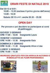 NATALE 2019 ORARI open day3